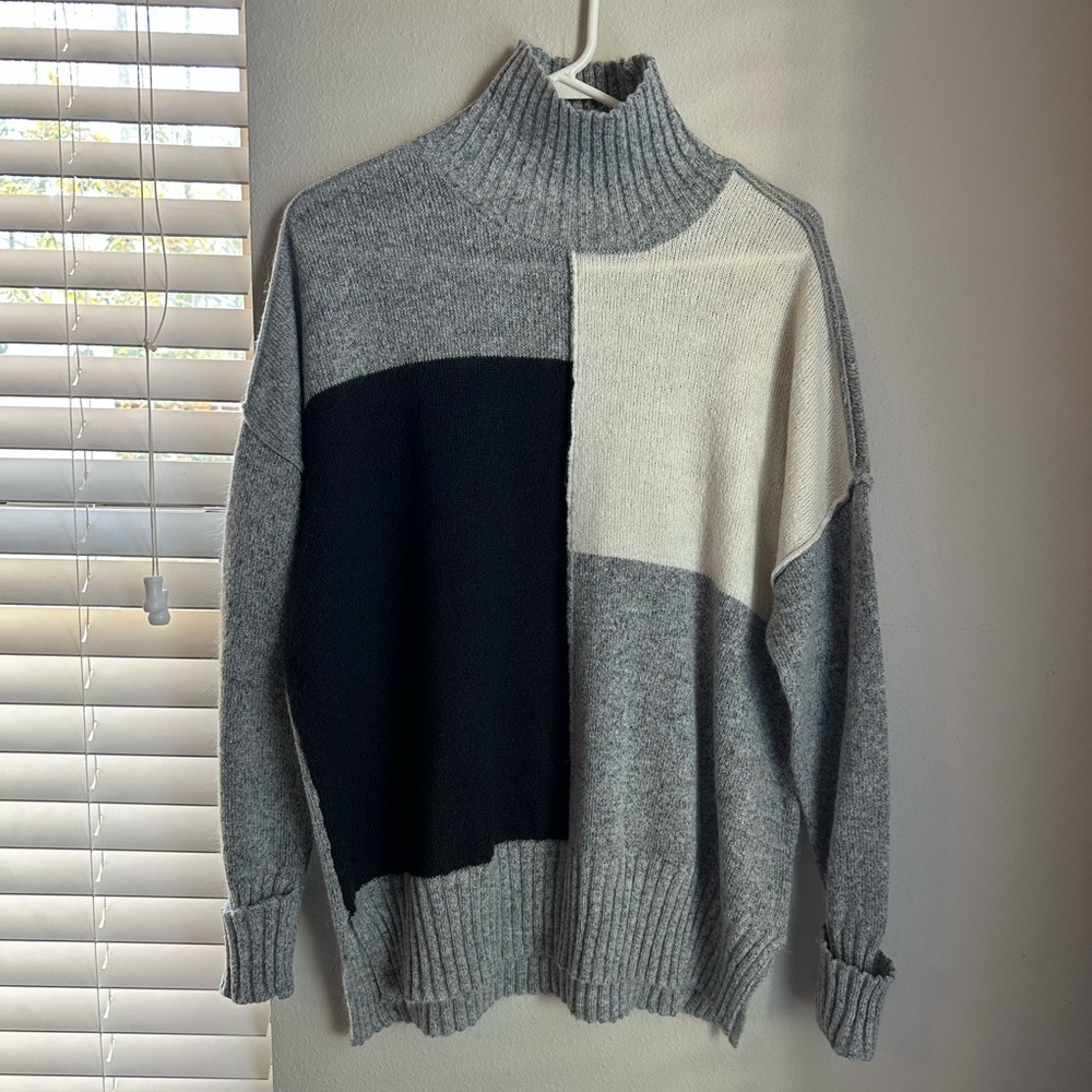 Colorblock Turtleneck Sweater